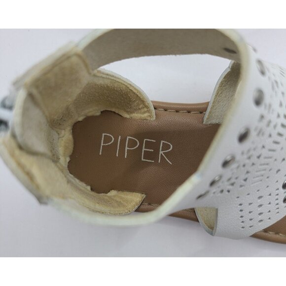 Piper Girl Shoes Size 8 Sandel Gladiator Cut Out Flat Zipper Used - Picture 6 of 11
